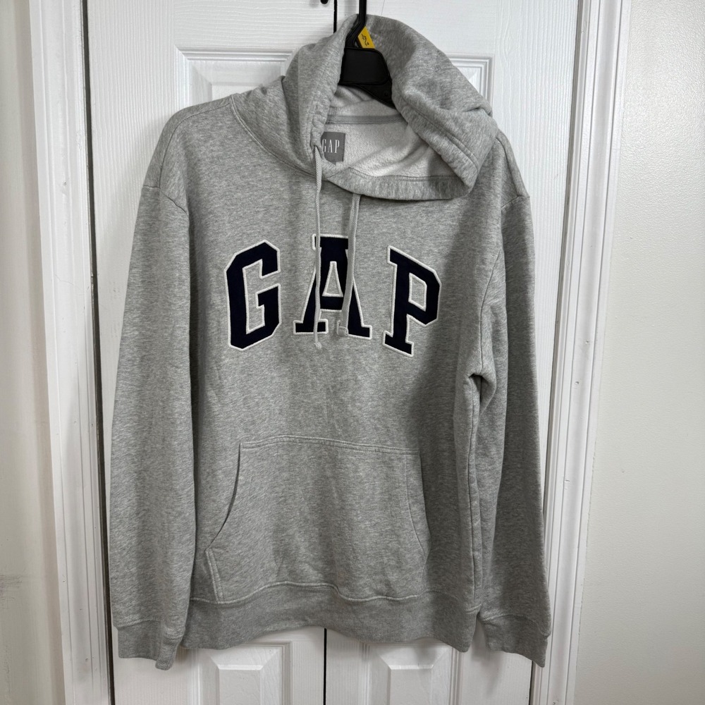 Gap Arch Logo Hoodie Medium Heather Gray Y2K Streetwear Athleisure Sweatshirt